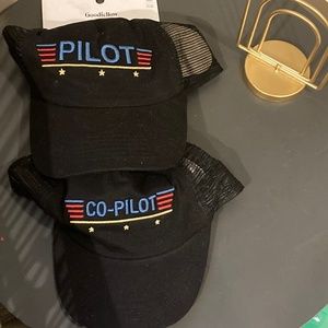 NWT, ADORABLY CUTE! DADDY + ME “Pilot” and “Co-Pilot” Adjustable Baseball Caps